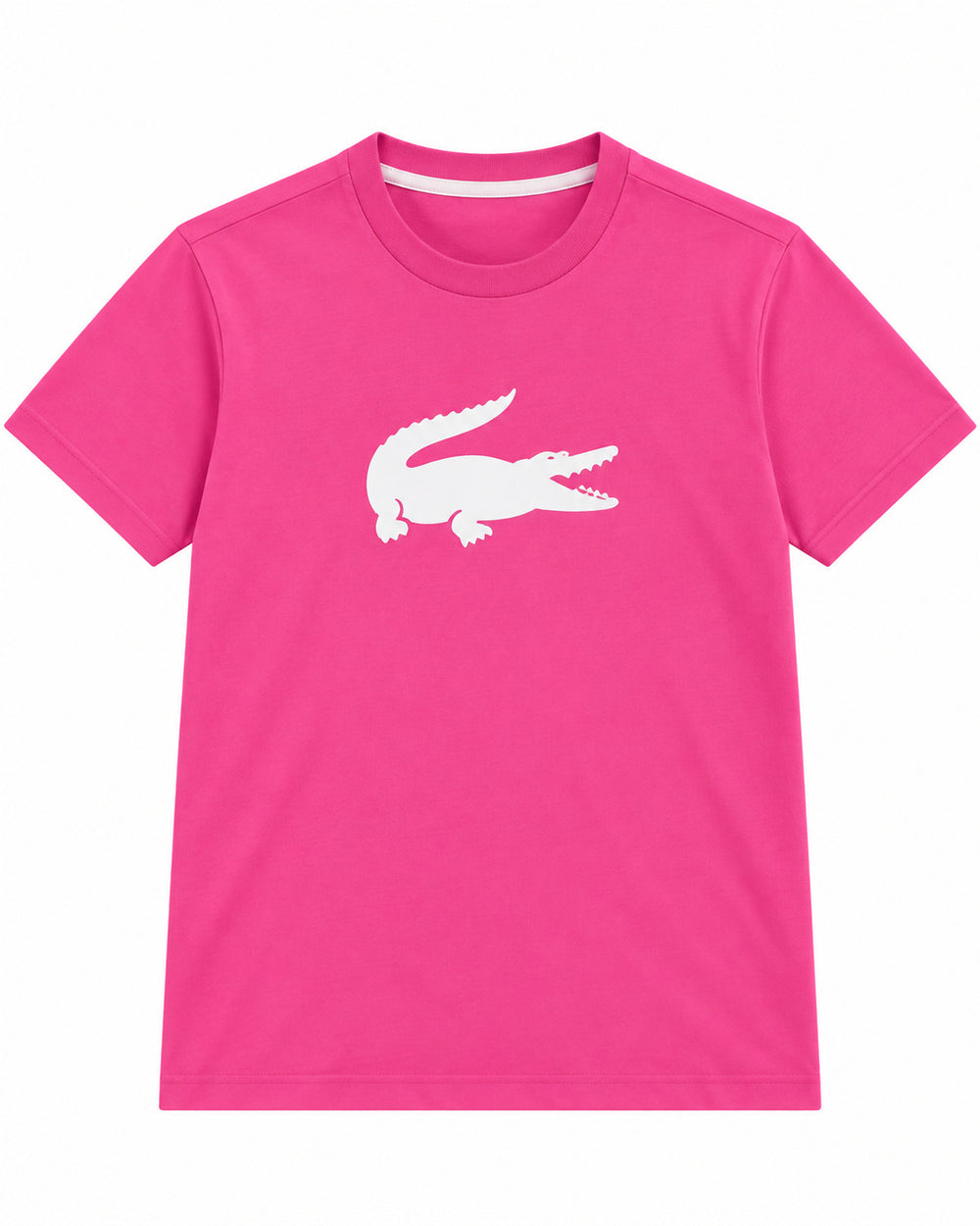 PLAYERA CABALLERO LACOSTE CUELLO REDONDO ROSA LOGO BLANCO TH419151 PQS M