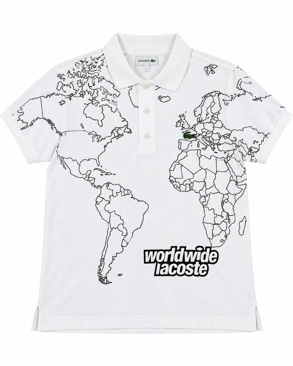 PLAYERA CABALLERO LACOSTE T POLO BLANCA CON RELIEVE MAPA PH804651 001 S