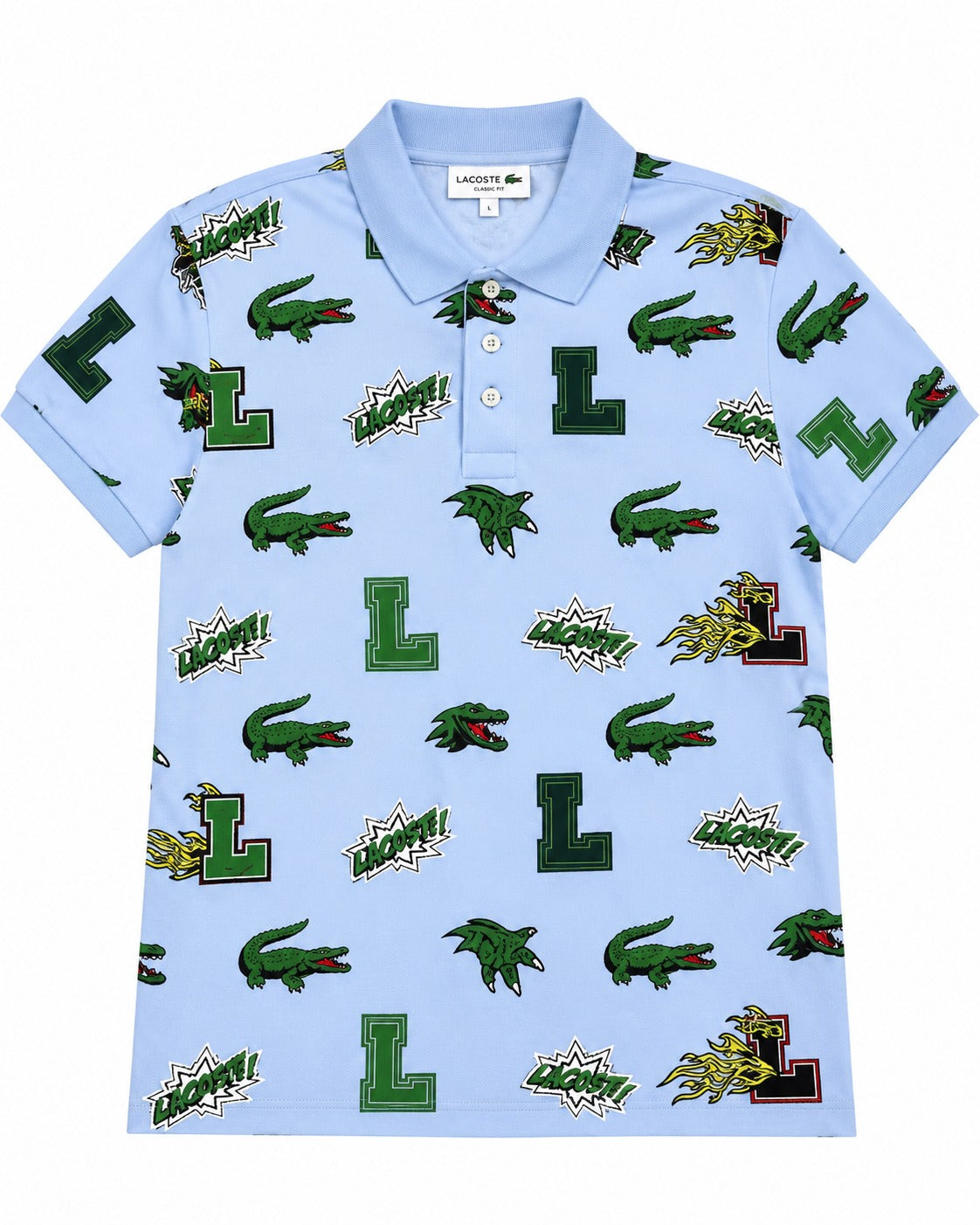 PLAYERA CABALLERO LACOSTE T POLO AZUL CON COCODRILOS DIAGONAL L VERDE PH146451 EEP XL
