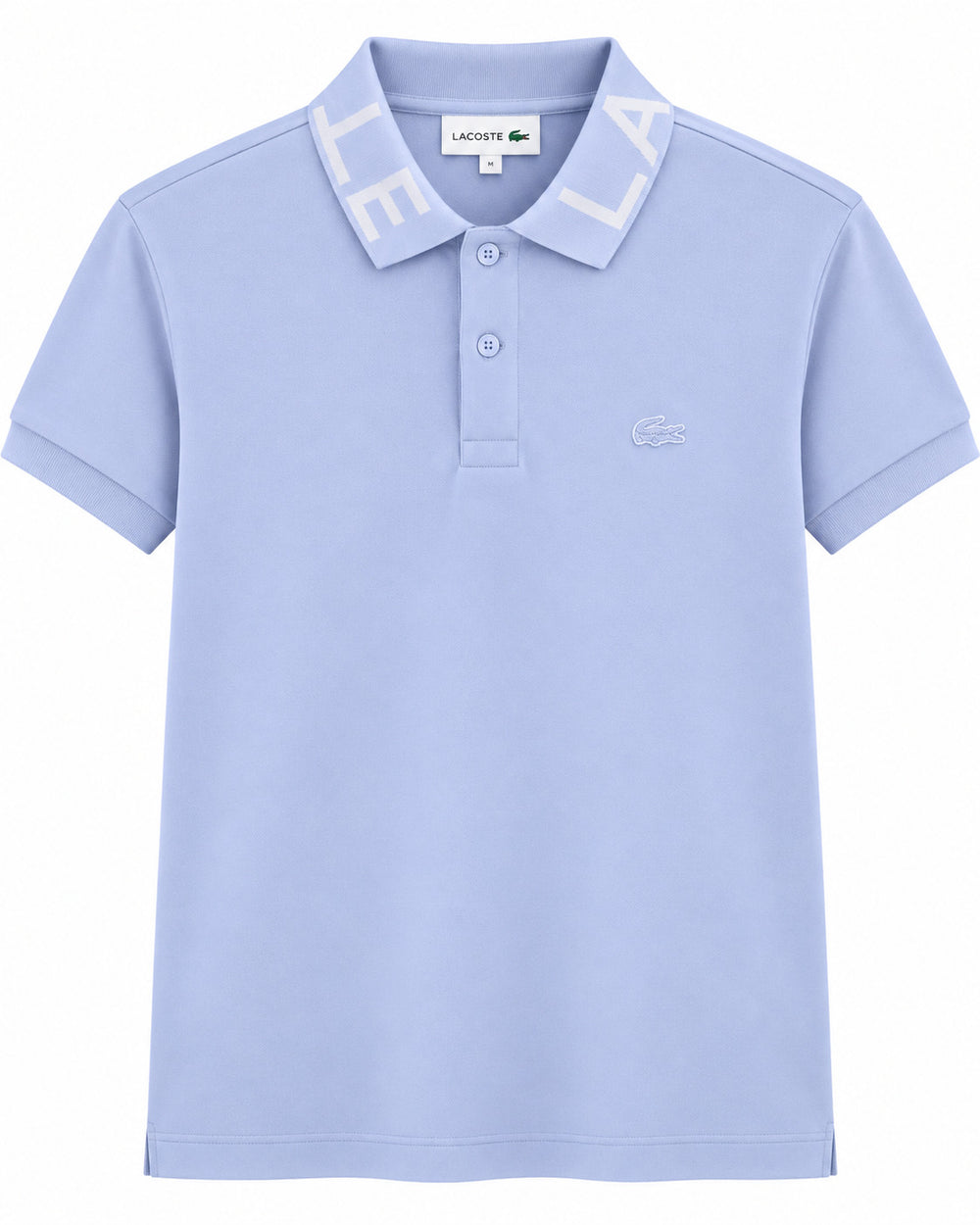 PLAYERA CABALLERO LACOSTE T POLO AZUL PASTEL MARCA CUELLO BLANCA PH749551 J2G L