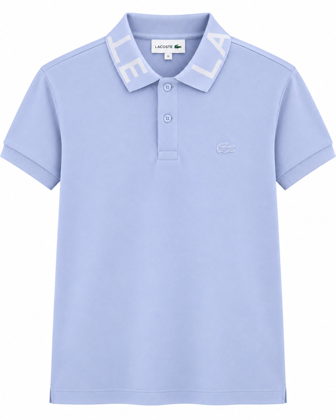 PLAYERA CABALLERO LACOSTE T POLO AZUL PASTEL MARCA CUELLO BLANCA PH749551 J2G L
