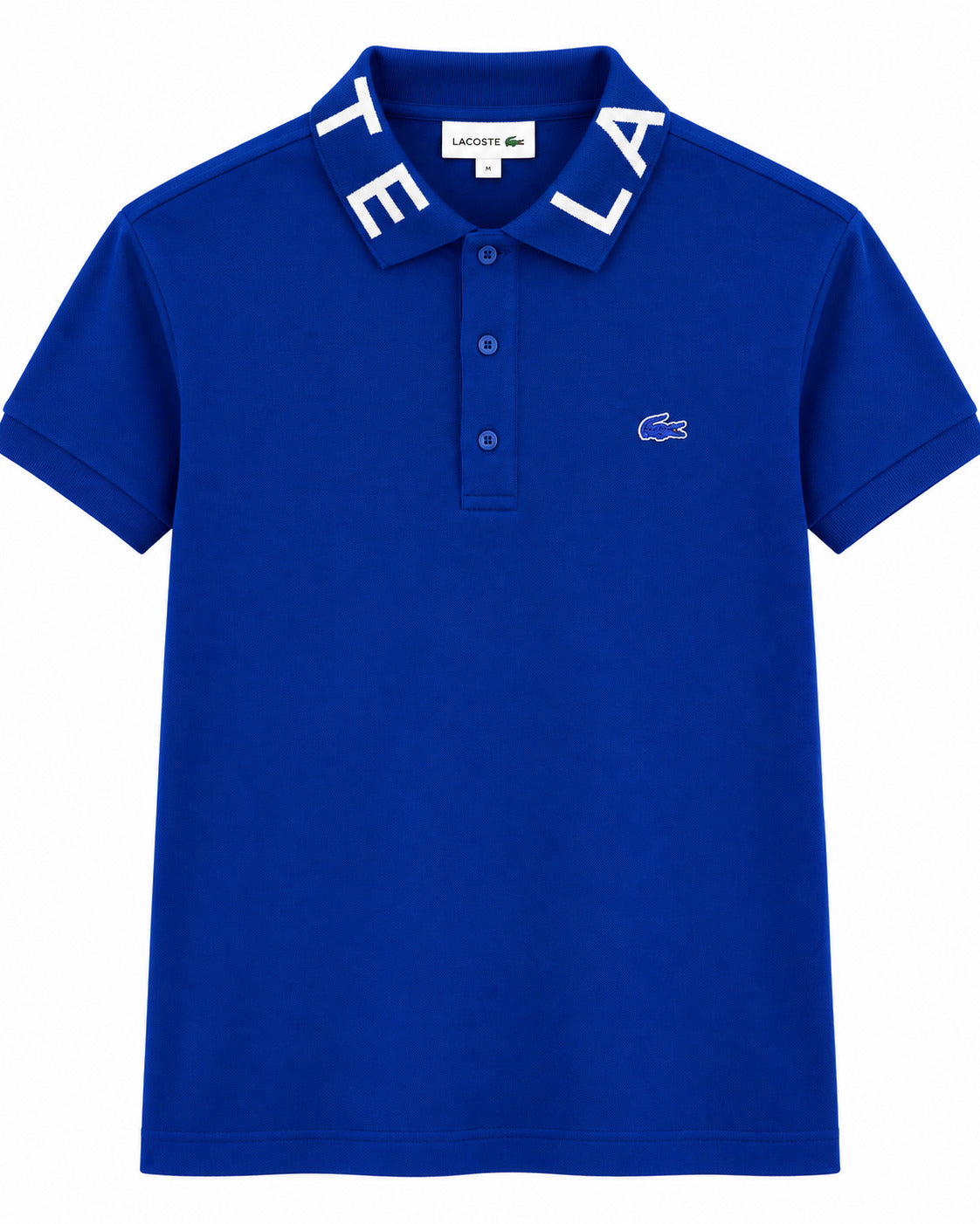PLAYERA CABALLERO LACOSTE T POLO AZUL REY MARCA CUELLO BLANCA PH749551 HBM 4XL