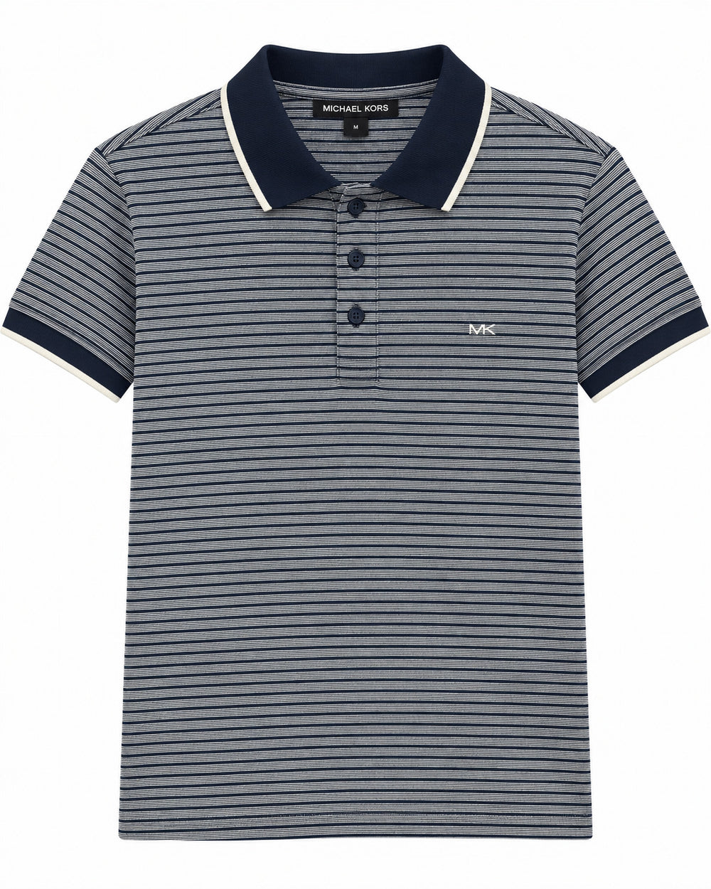 PLAYERA CABALLERO MK T POLO AZUL TEJIDO BLANCO KT45230DYL S