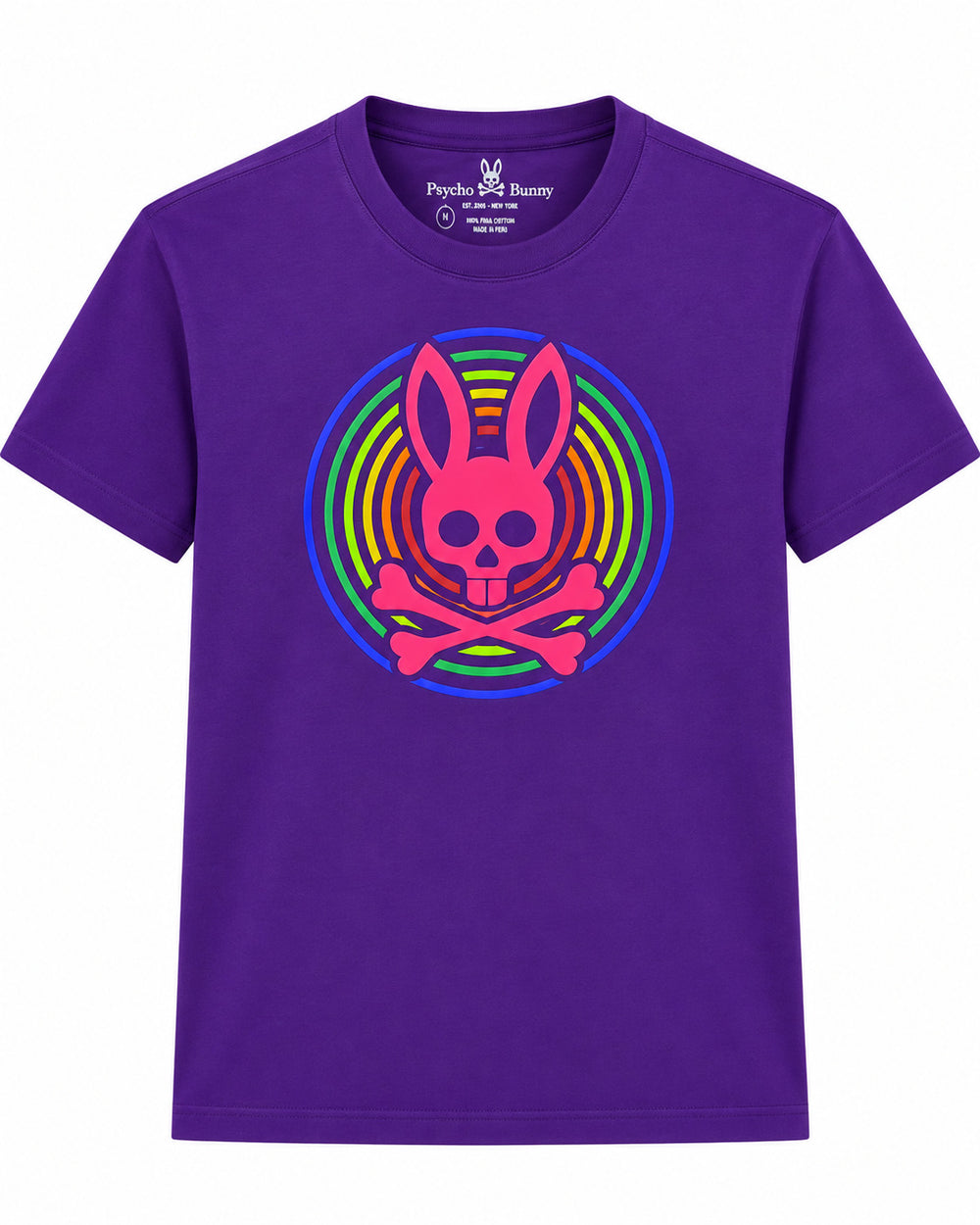 PLAYERA CABALLERO PSYCHO BUNNY CUELLO REDONDO MORADA CIRCULO COLORES VIVOS 4