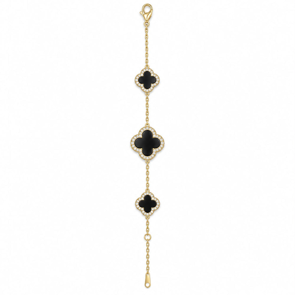PULSERA ESTILO VAN CLEEF METAL ESTILO 5 NEGRO DIAMANTADO