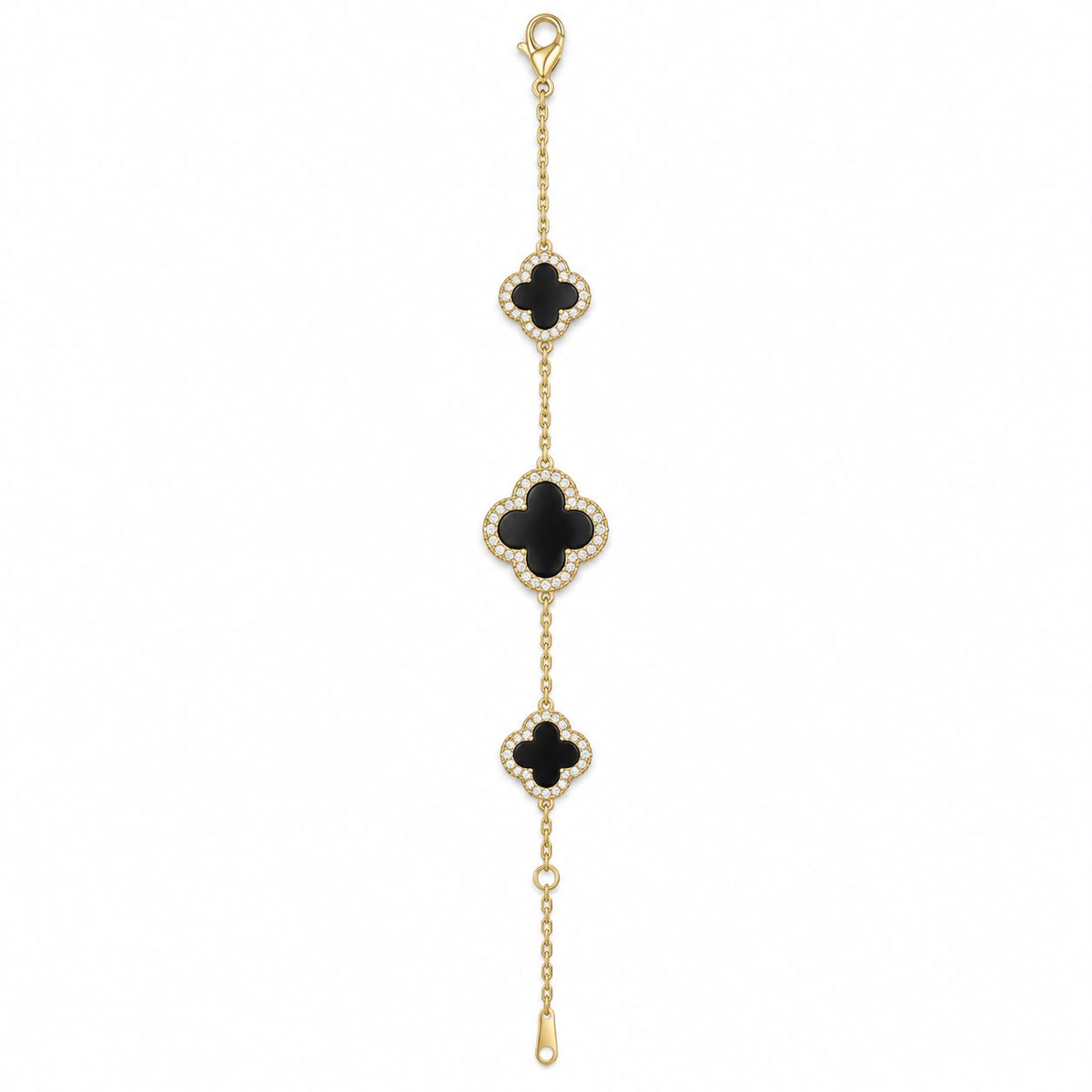 PULSERA ESTILO VAN CLEEF METAL ESTILO 5 NEGRO DIAMANTADO