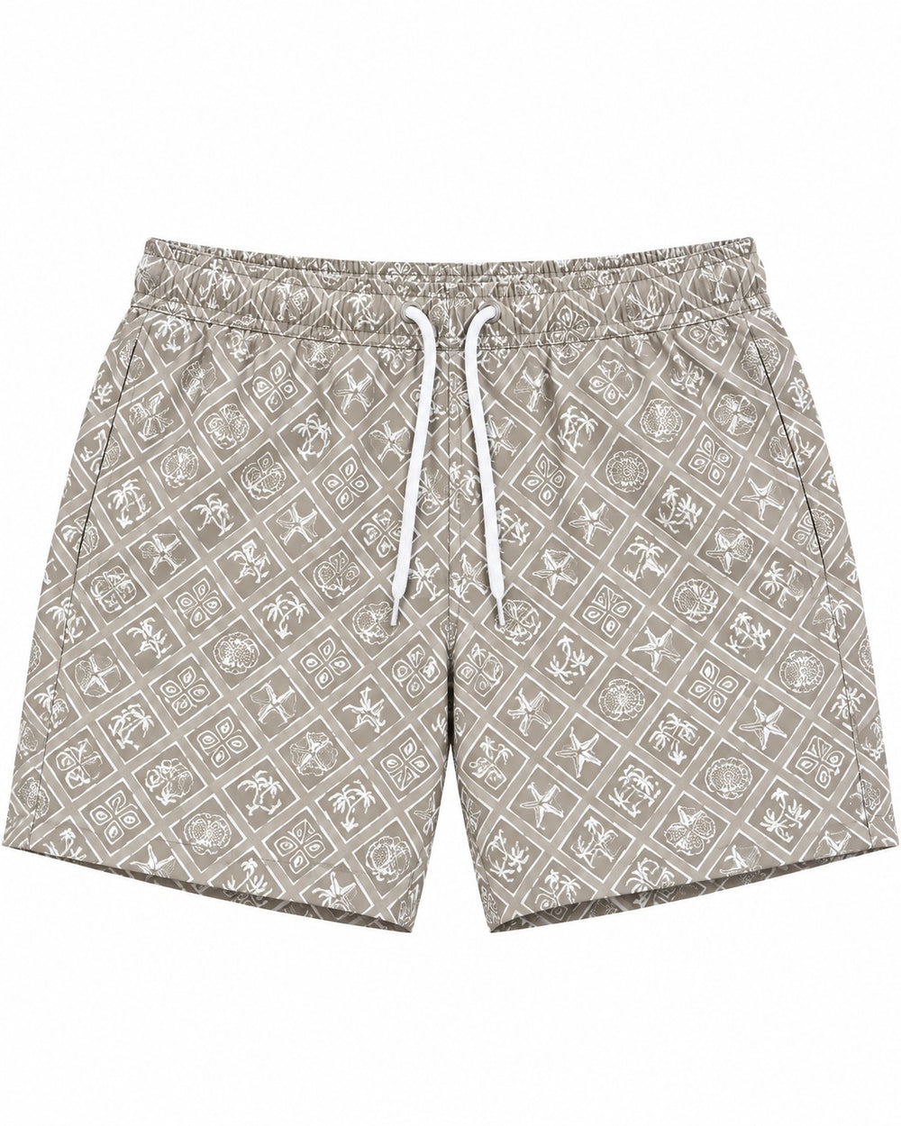 SHORT DE BAÑO HOLYSTER CAFÉ CUADROSCUADROS C/FIGURAS