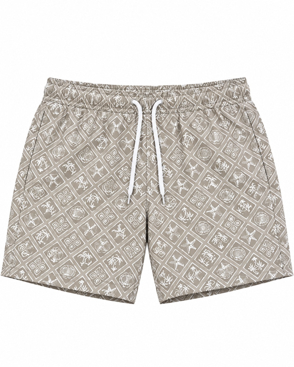 SHORT DE BAÑO HOLYSTER CAFÉ CUADROSCUADROS C/FIGURAS