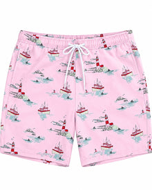 SHORT DE BAÑO HOLYSTER ROSA BARCOS