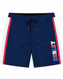 SHORT DE BAÑO HURLEY AZUL NAVY ESTRELLAS Y FRANJA BLANCA C/ ROJO
