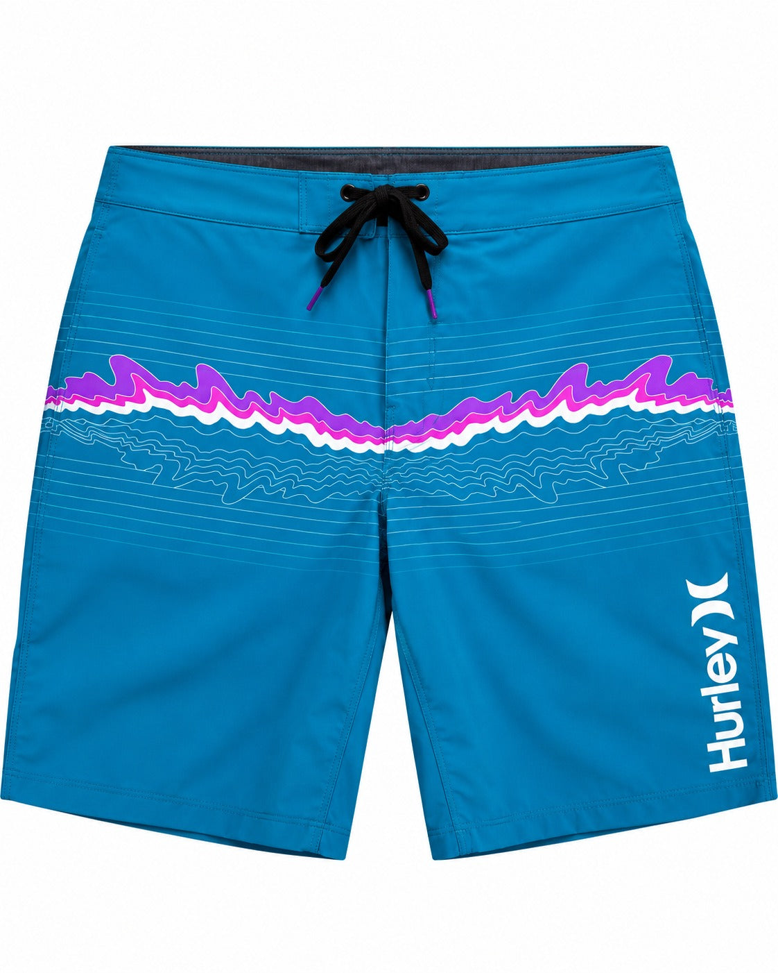 SHORT DE BAÑO HURLEY RAYADO AZUL FRANJA MORADA/ROSA/BLANCA