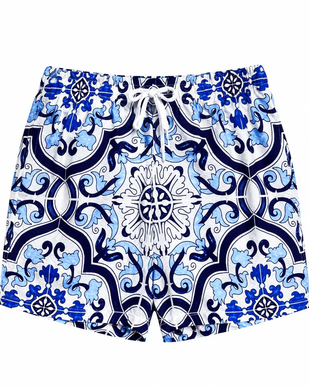 SHORT DE BAÑO YOUNGLA BLANCO CON AZULES MANDALAS