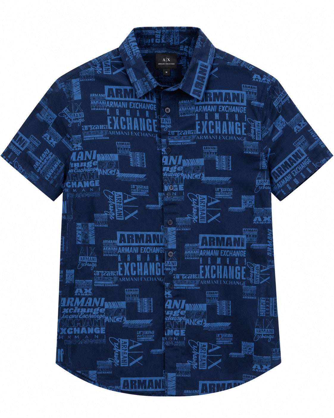 CAMISA ARMANI EXCHANGE SS24 SLIM MANGA CORTA AZUL S