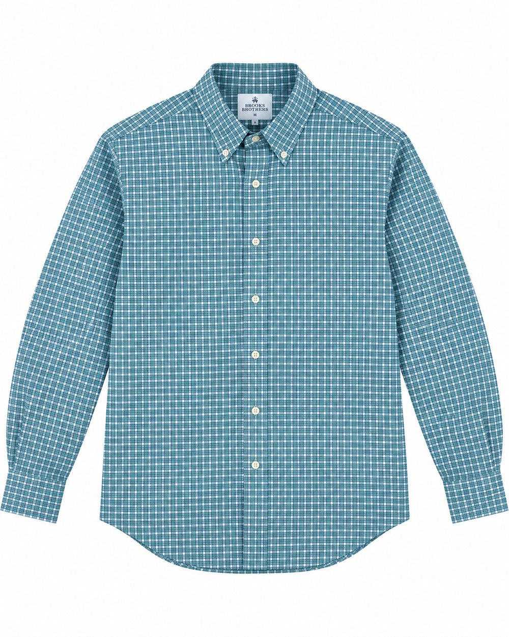 CAMISA BROOKS BROTHERS 42112 REGULAR STRETCH VERDE CUADROS BLANCOS XXL