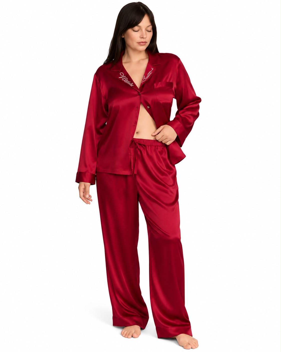 PIJAMA VICTORIA SECRET PANTALON SEDA VINO ST11271604