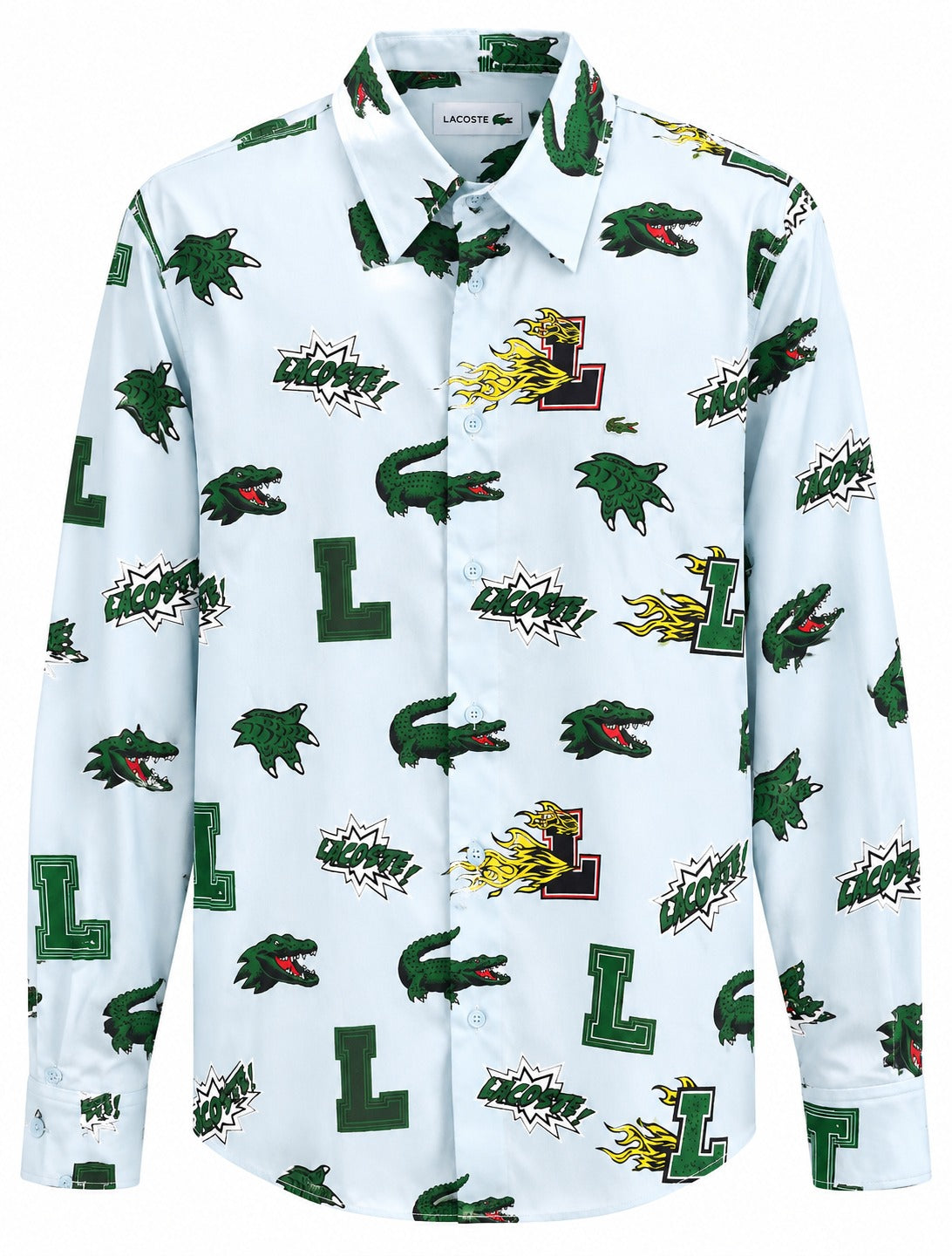CAMISA LACOSTE REGULAR FIT AZUL CON COCODRILOS