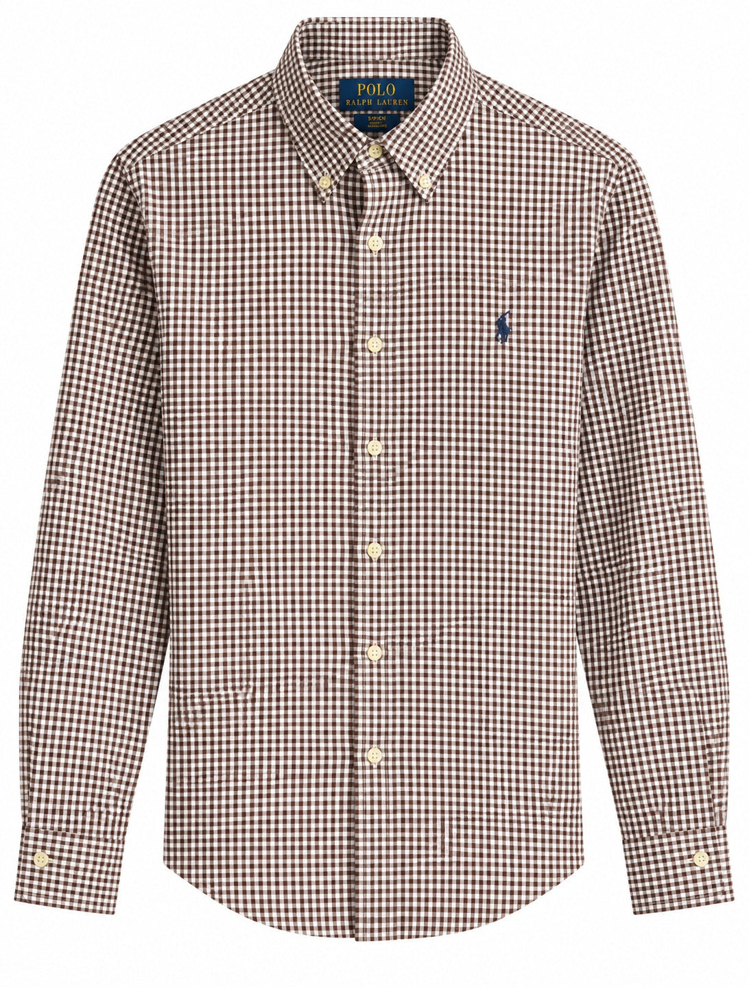 CAMISA PRL SLIM FIT STRETCH BLANCA CUADROS PEQUEÑOS CAFÉ M