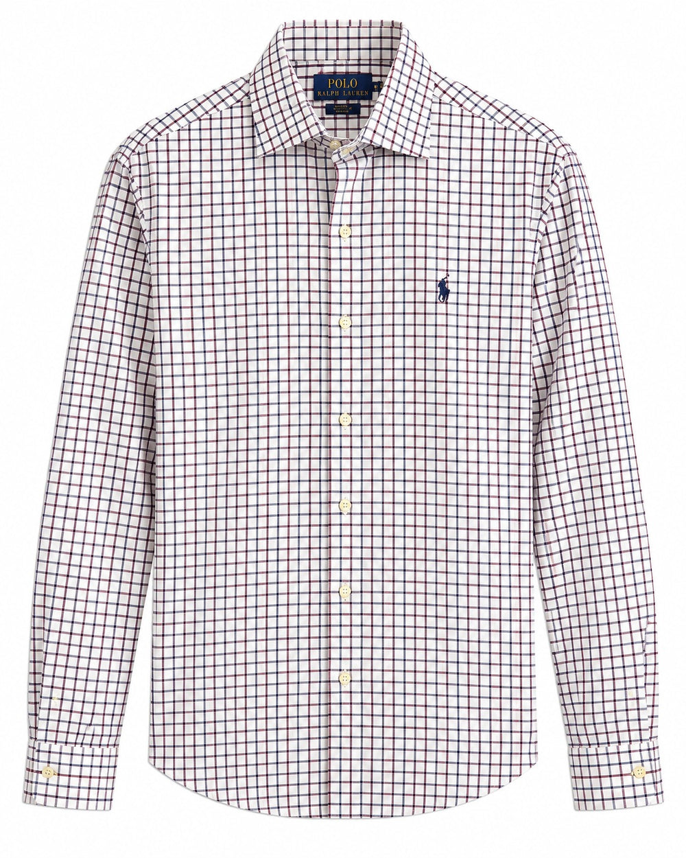 CAMISA PRL SLIM FIT STRETCH BLANCA CUADROS VINO Y NAVY