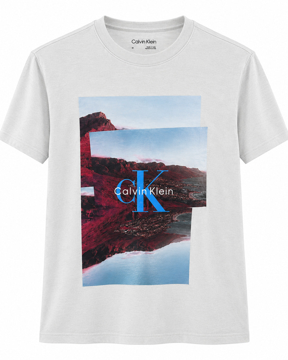 PLAYERA CABALLERO CK CUELLO REDONDO BLANCO ESTAMPADO MONTAÑAS M