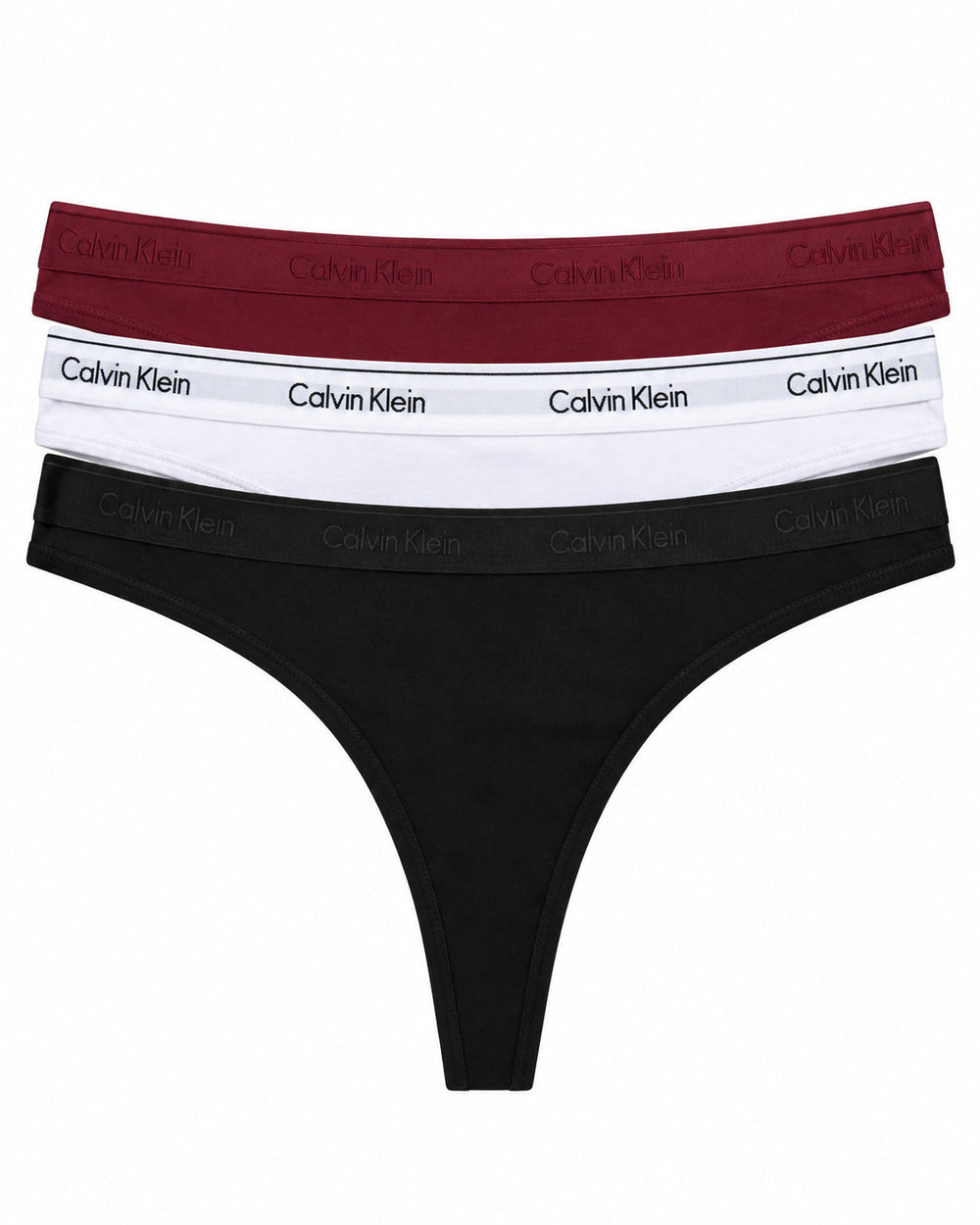 CALZON DAMA CALVIN KLEIN THONG 3 PACK QP12780 VINO/BLANO/NEGRO L