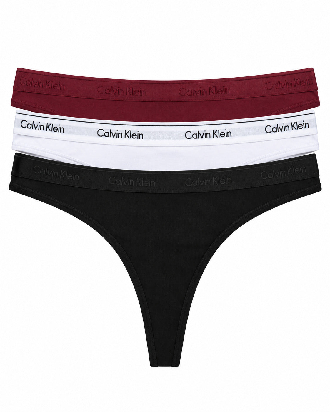CALZON DAMA CALVIN KLEIN THONG 3 PACK QP12780 VINO/BLANO/NEGRO L