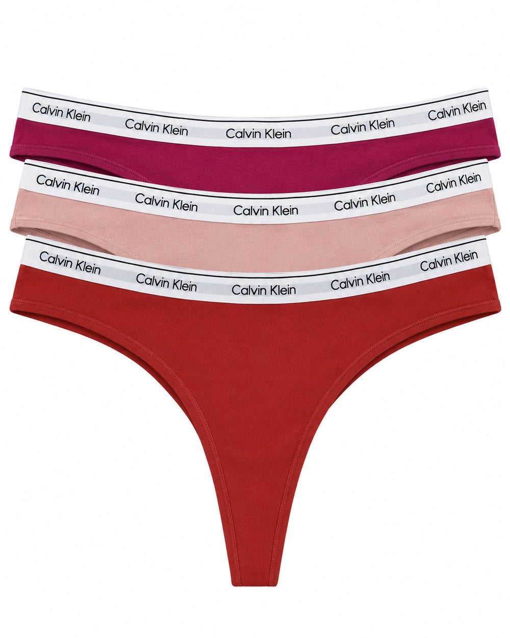 CALZON DAMA CALVIN KLEIN THONG 3 PACK QP2350-004 ROSA/ROSA CLARO/ROJO XL