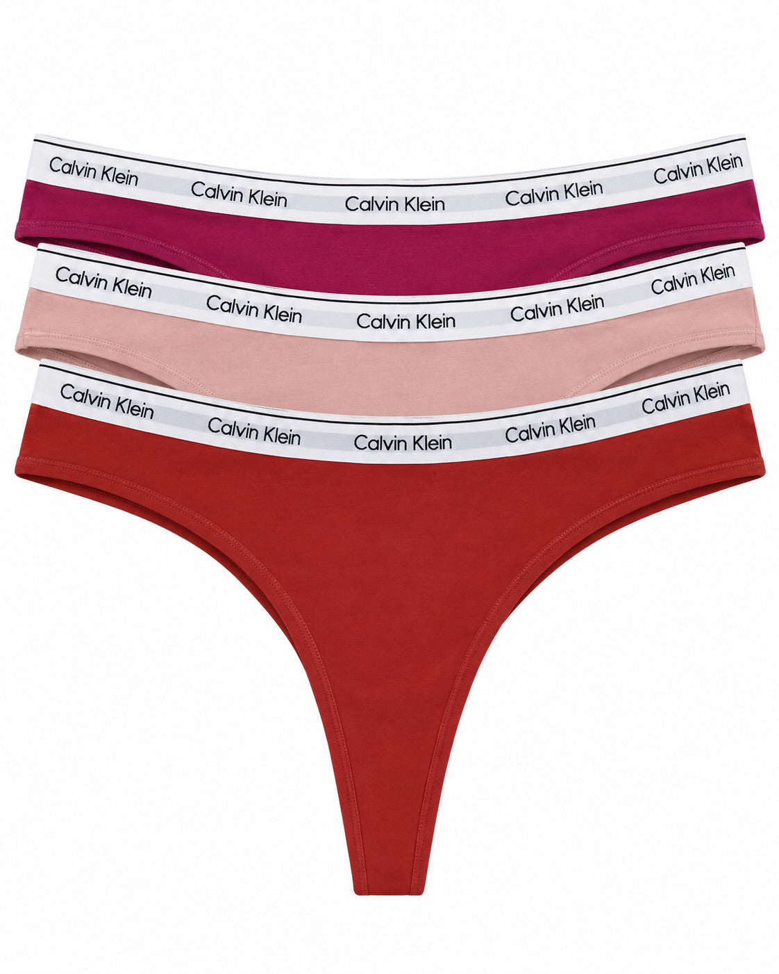 CALZON DAMA CALVIN KLEIN THONG 3 PACK QP2350-004 ROSA/ROSA CLARO/ROJO XL