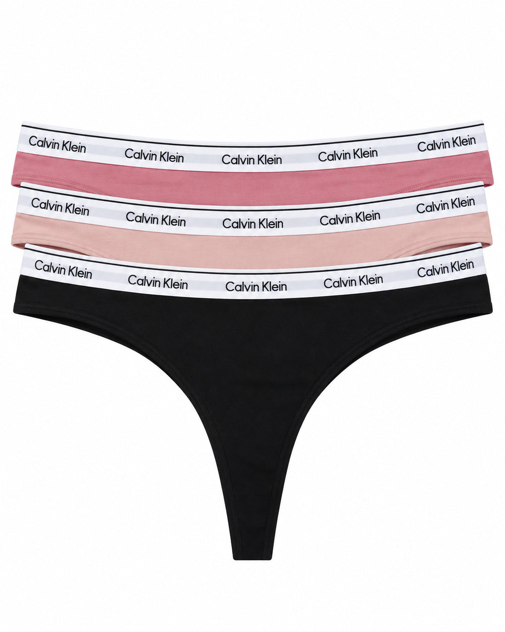 CALZON DAMA CALVIN KLEIN THONG 3 PACK QP2350-301 ROSA/ROSA CLARO/NEGRO XL