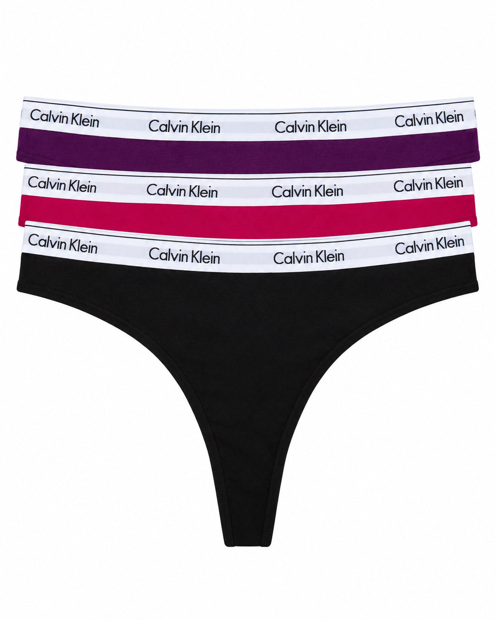 CALZON DAMA CLAVIN KLEIN THONG 3 PACK QP2350-301 MORADO/ROSA/NEGRO S