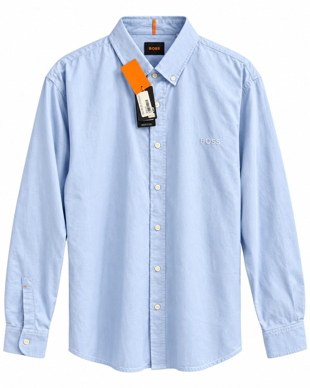 CAMISA CABALLERO HUGO BOSS SLIM FIT AZUL PASTEL LOGO CON LOGO BOSS L