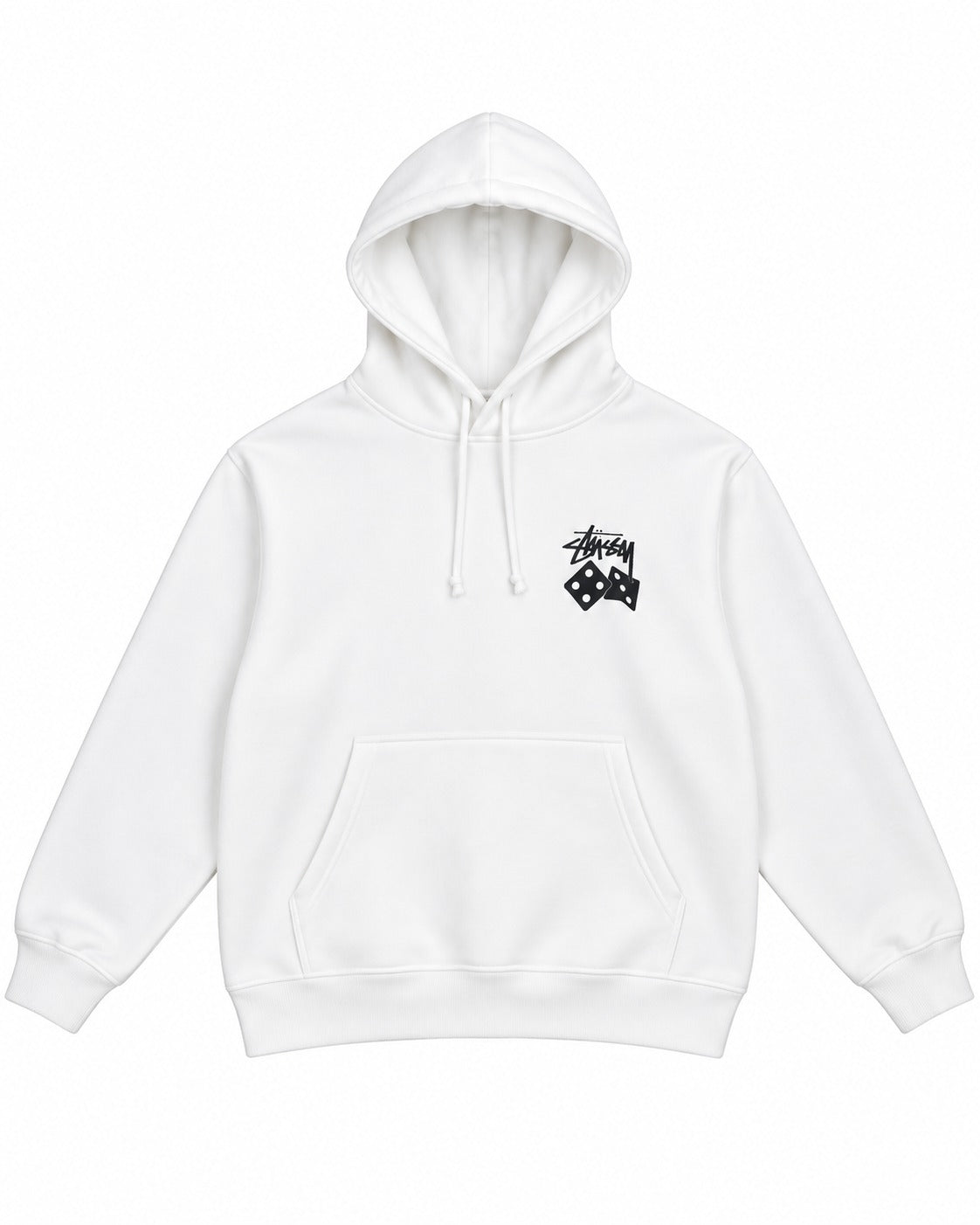 SUDADERA CABALLERO STUSSY BLANCO CON DISEÑO DADOS NEGROS