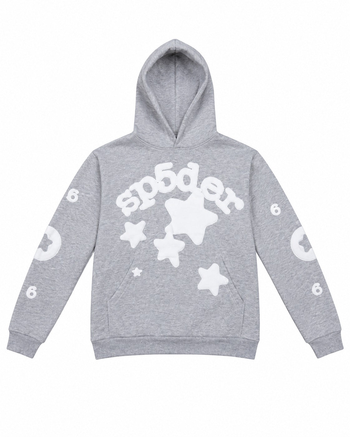 SUDADERA CABALLERO STUSSY GRIS CON ESTRELLAS BLANCAS