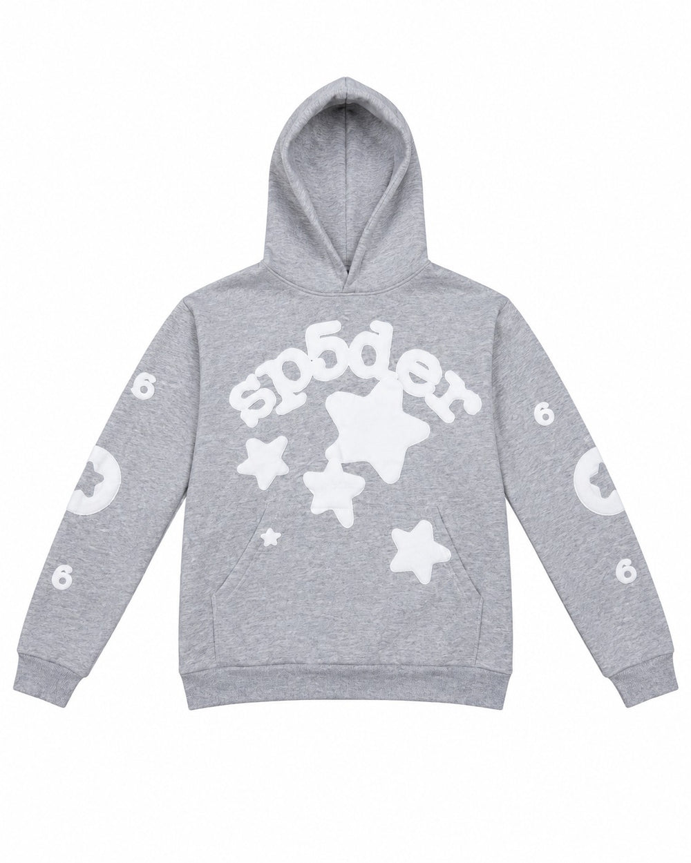 SUDADERA CABALLERO STUSSY GRIS CON ESTRELLAS BLANCAS S