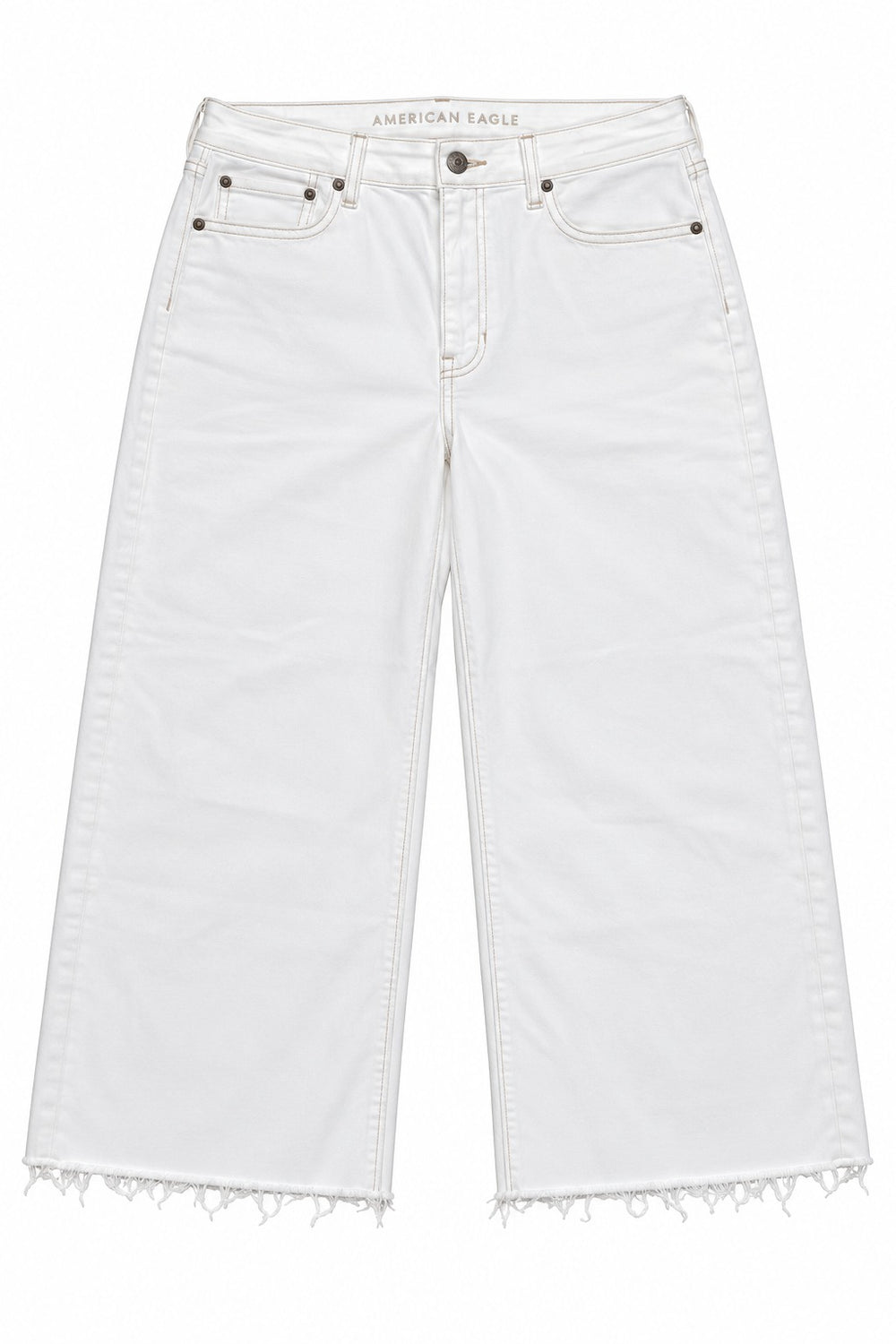 PANTALON CABALLERO AMER. EAGLE STR WIDE LEG CROP NAT WHITE COURT TAILLE TRES HAUTE 2716 14
