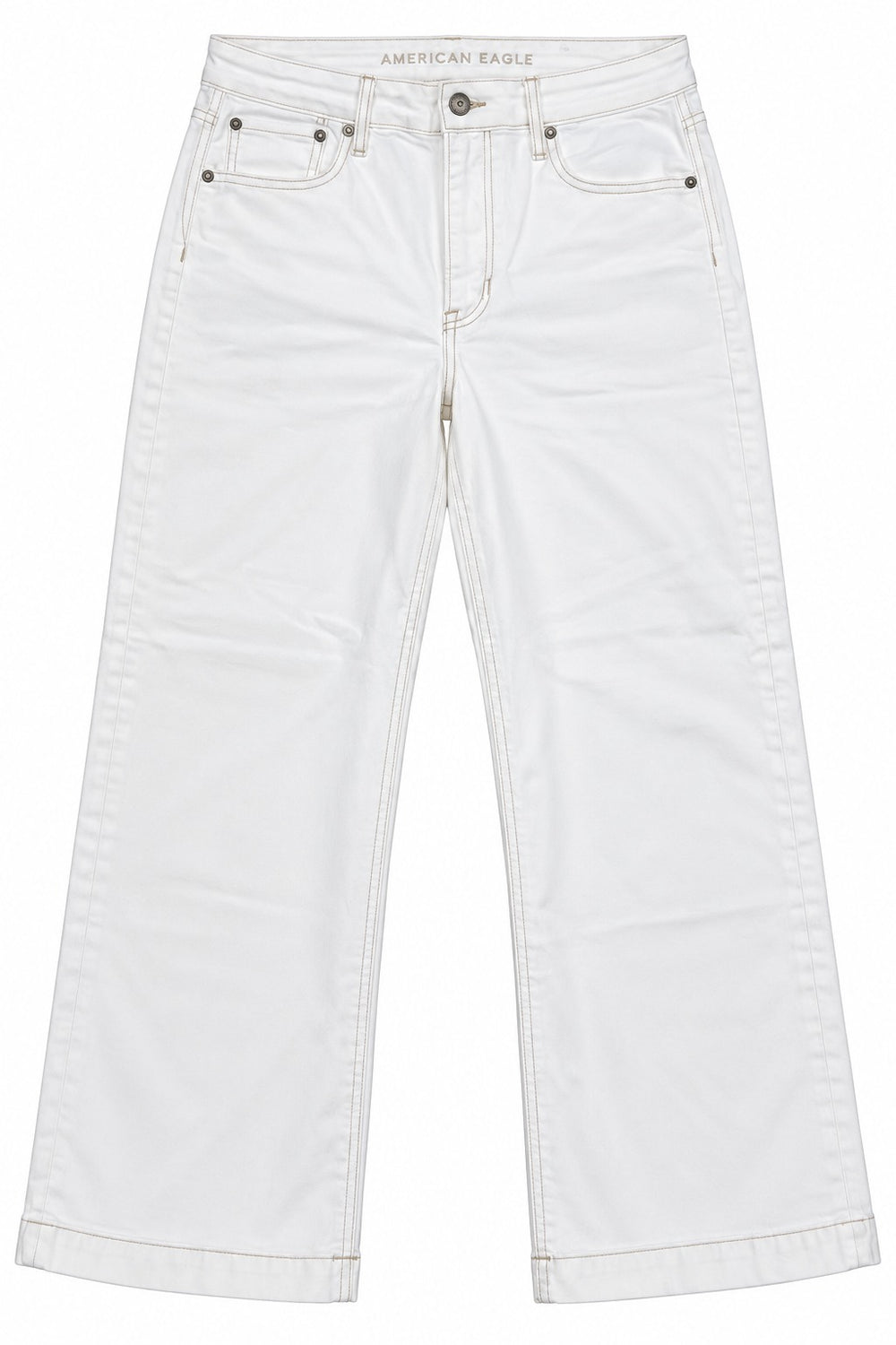 PANTALON AMER. EAGLE SUPER STR WIDE LEG CROP WHITE WASHED STD TAILLE TRES HAUTE 2503 14