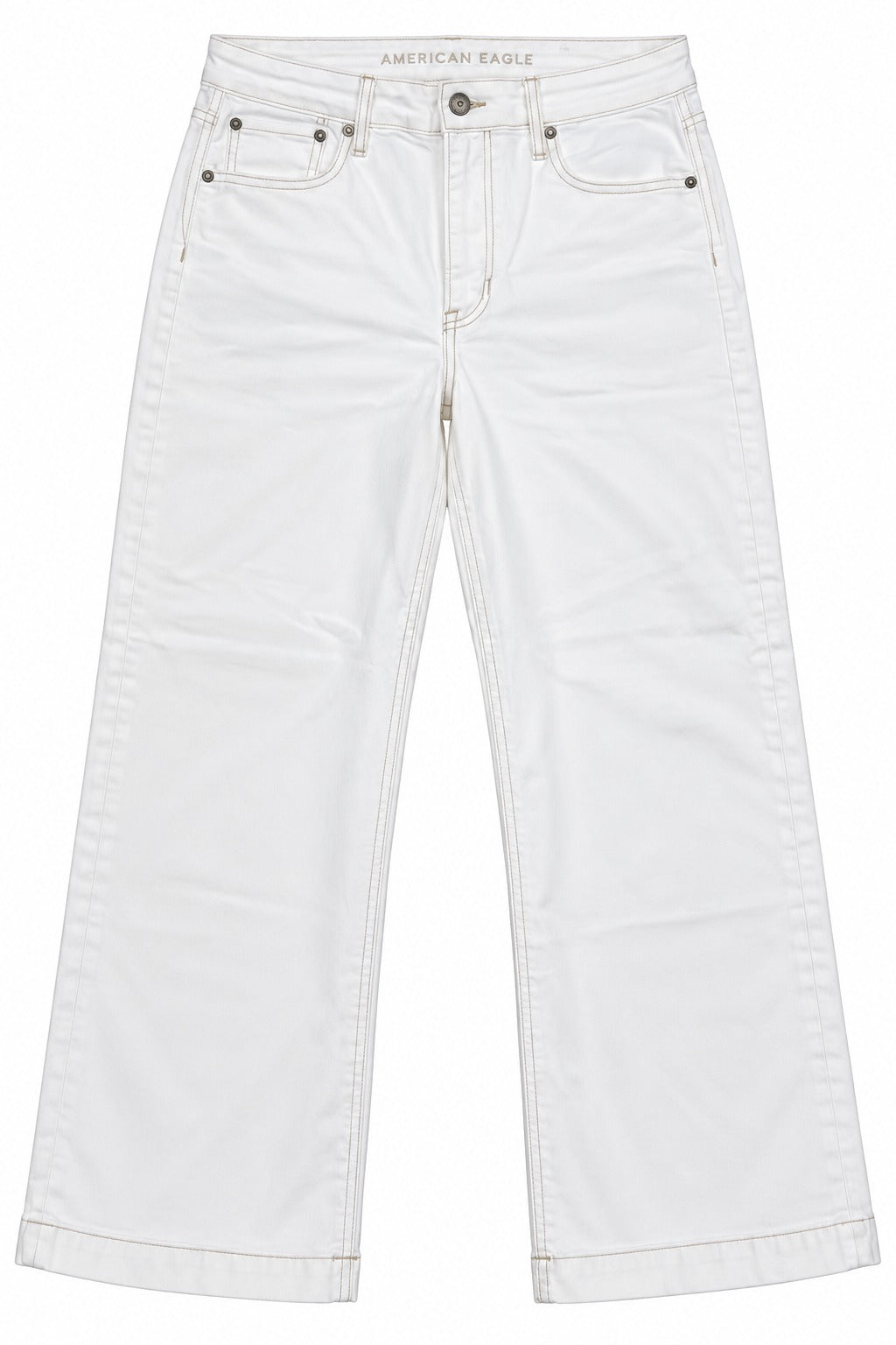 PANTALON AMER. EAGLE SUPER STR WIDE LEG CROP WHITE WASHED STD TAILLE TRES HAUTE 2503 14