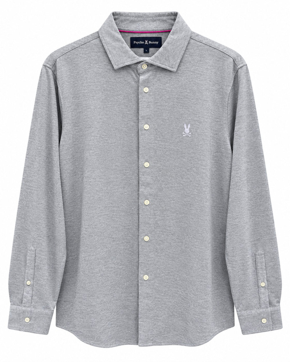 CAMISA CABALLERO PSYCHO BUNNY GRIS CON LOGO PEQUEÑO PECHO IZQUIERDO L
