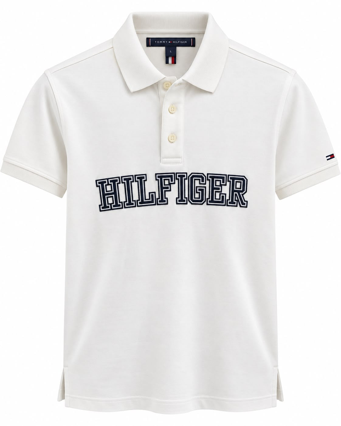 PLAYERA CABALLERO TOMMY H CUELLO T POLO BLANCA LOGO AZUL XM05641100 YCF XXL