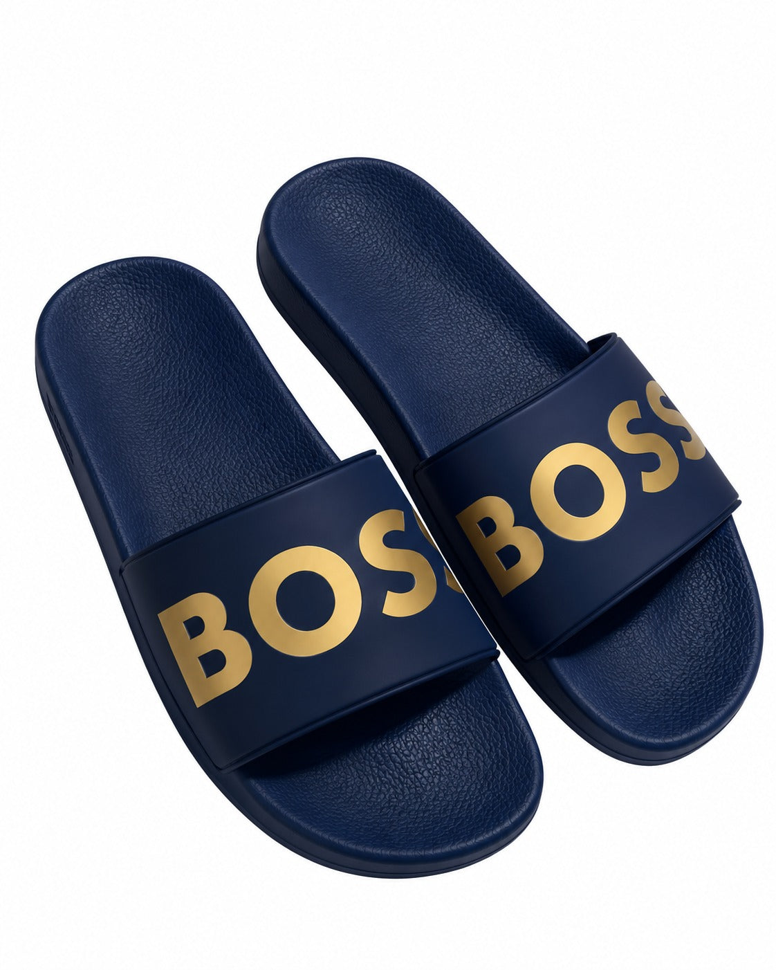 SANDALIAS CABALLERO HUGO BOSS AZUL NAVY CON LETRAS DORADAS