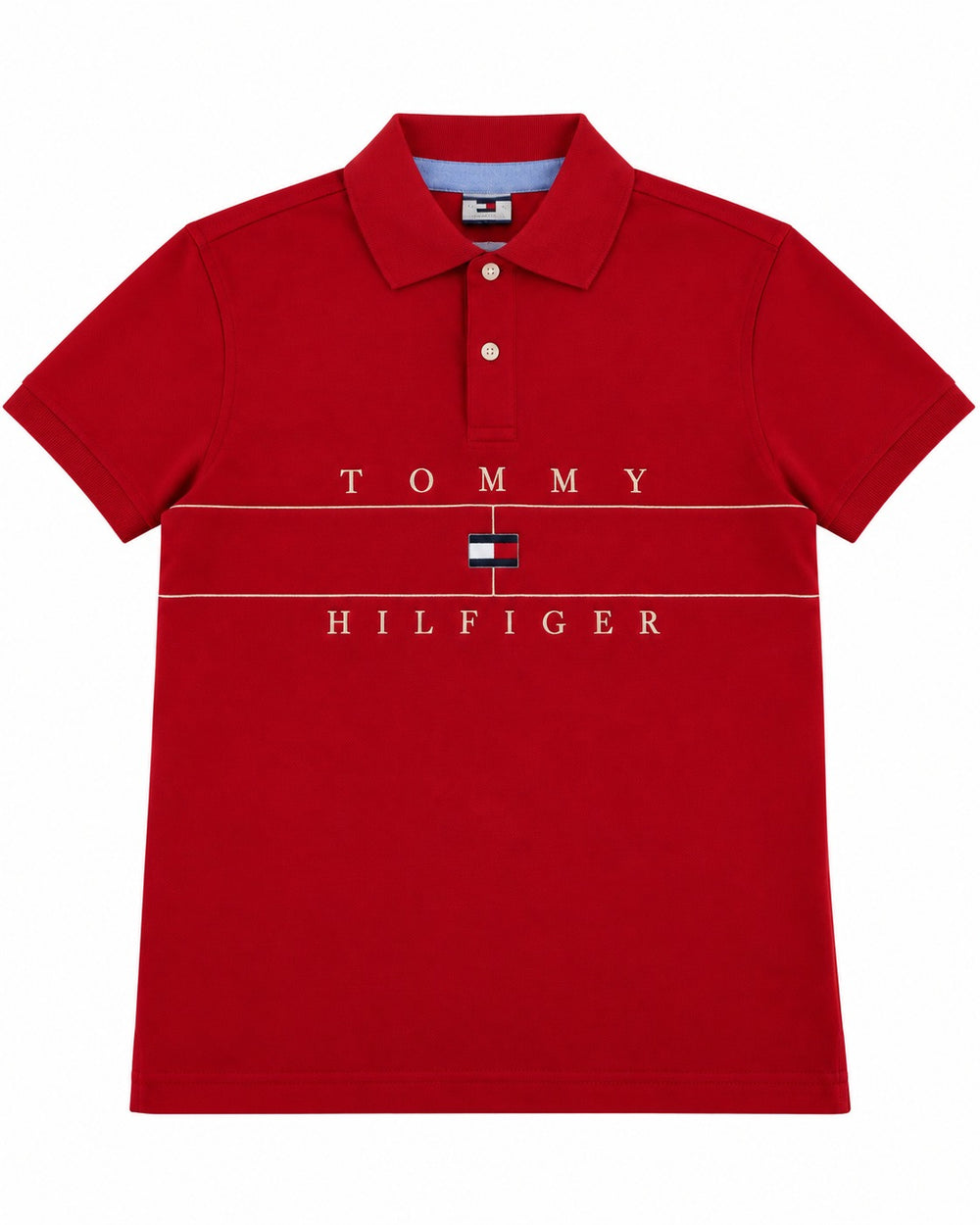 PLAYERA CABALLERO TOMMY H T POLO ROJA CON LEGTRAS DORADAS S 78J9599600 XLG S