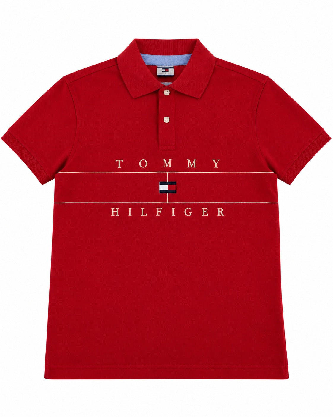 PLAYERA CABALLERO TOMMY H T POLO ROJA CON LEGTRAS DORADAS S 78J9599600 XLG S