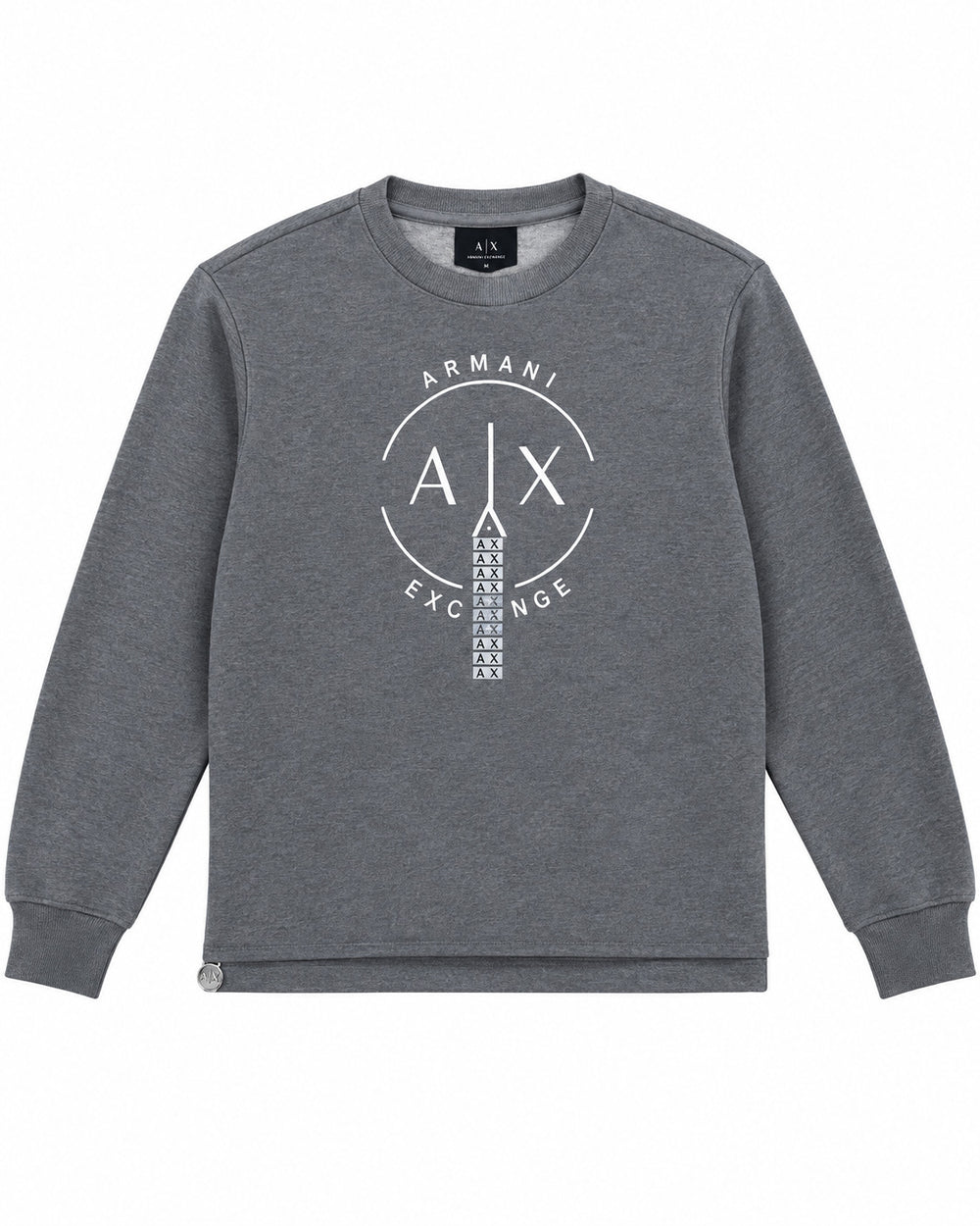 SUDADERA CABALLERO ARMANI EXCHANGE GRIS LOGO BLANCO