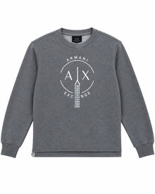 SUDADERA CABALLERO ARMANI EXCHANGE GRIS LOGO BLANCO