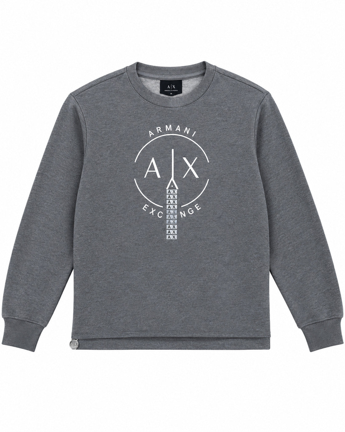 SUDADERA CABALLERO ARMANI EXCHANGE GRIS LOGO BLANCO XL