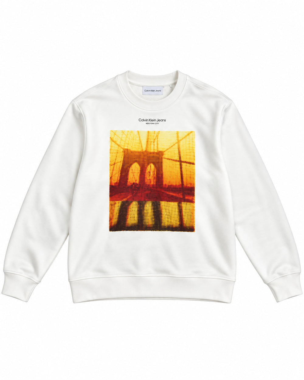 SUDADERA CABALLERO CALVIN KLEIN BLANCA CON CUADRO AMARILLO L