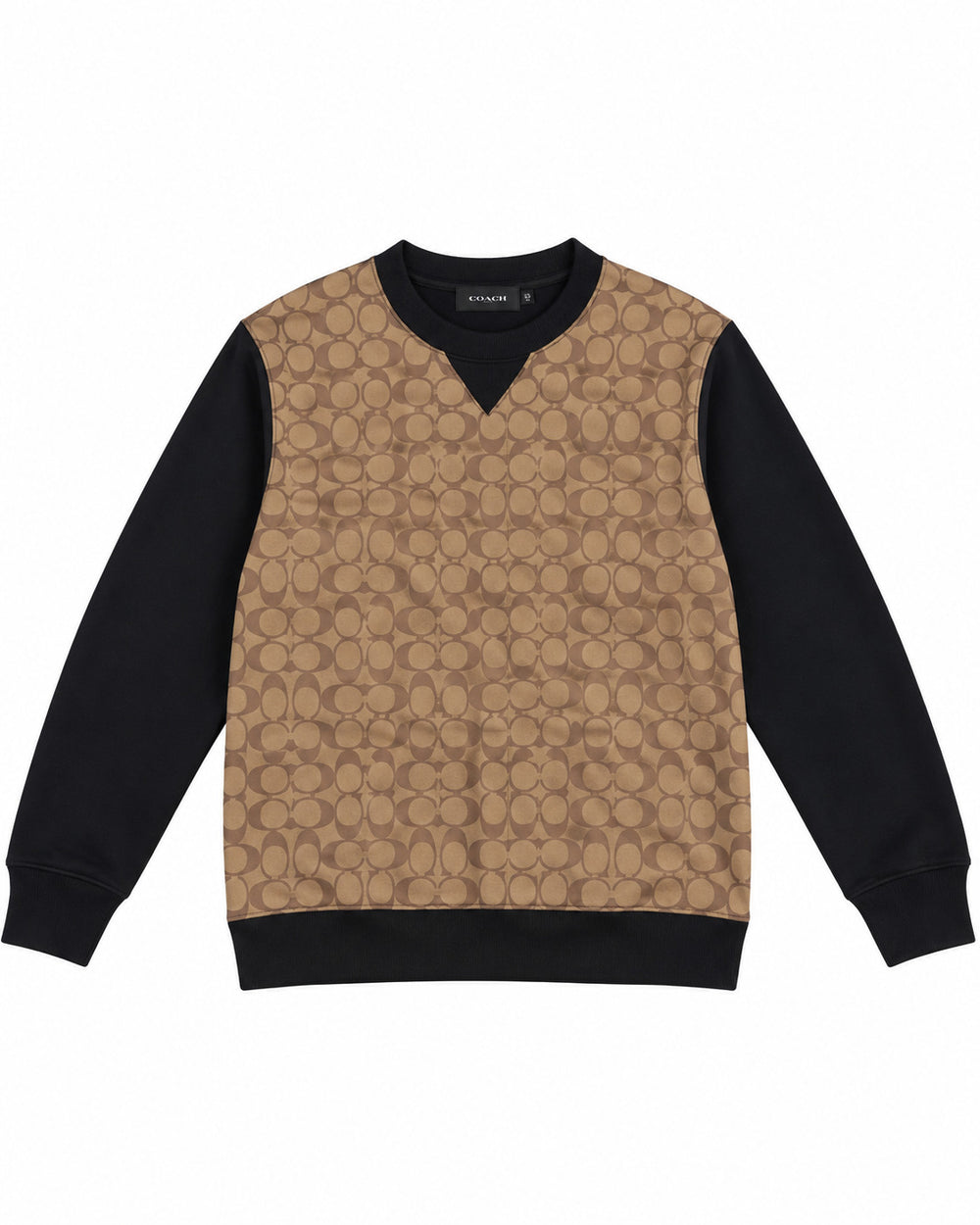 SUDADERA CABALLERO COACH NEGRO Y CAFÉ MONOGRAMA 3XL