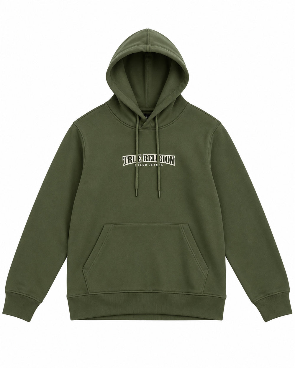 SUDADERA CABALLERO TRUE RELIGION VERDE CON LOGO NEGRO CON CREMA