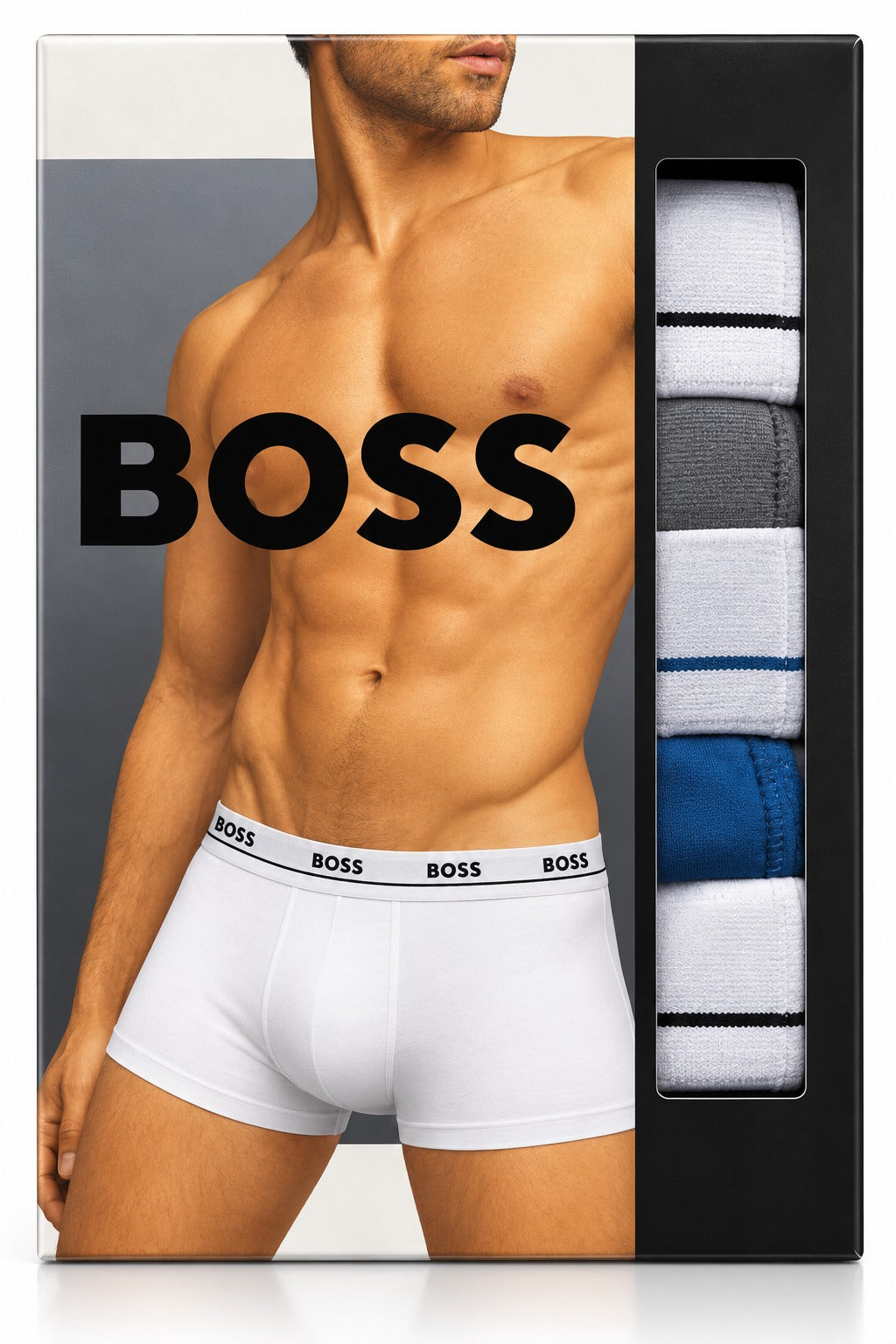 BOXER HUGO BOSS COTTON STRETCH FABRIC 3PZS GRIS/AZUL/NEGRO