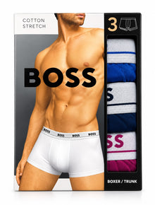BOXER HUGO BOSS COTTON STRETCH FABRIC 3PZS AZUL/AZUL NAVY/ROSA