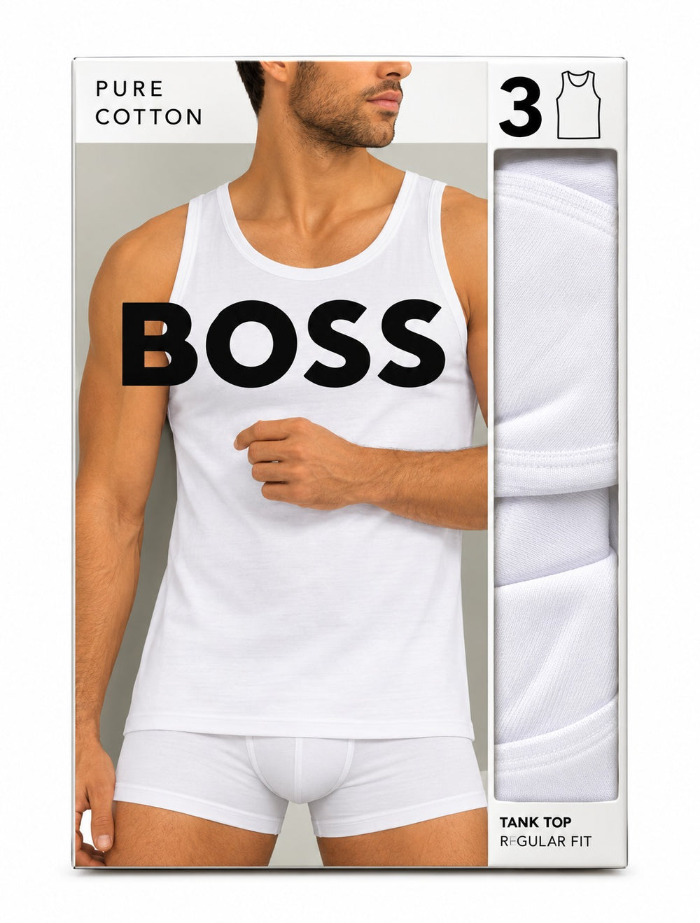 PAQUETE DE PLAYERAS HUGO BOSS TANK TOP 3PZS BLANCO S